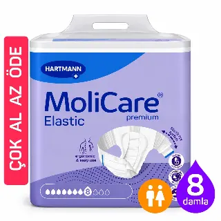 MoliCare Premium Elastic 8 Damla Bel Bantlı Hasta Bezi Ekonomik Koli