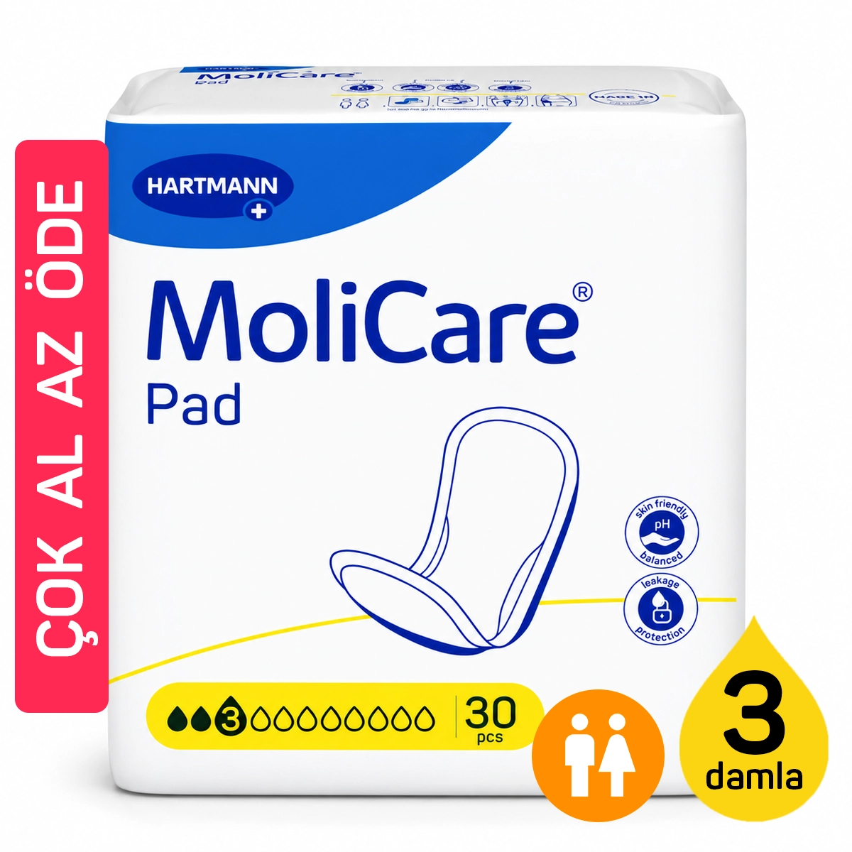 MoliCare Pad 3 Damla mesane pedi 6 paket toplam 180 adet
