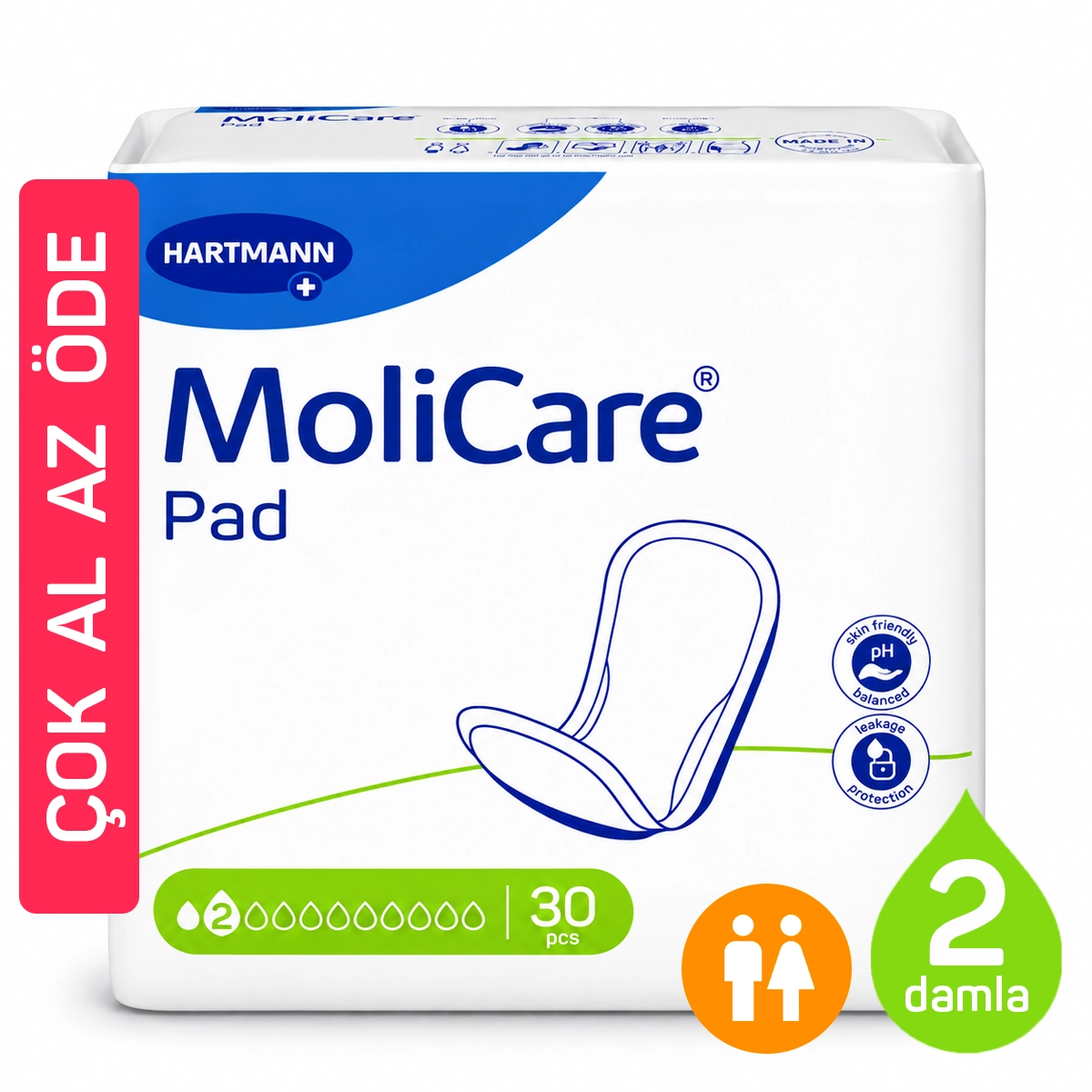MoliCare Pad 2 Damla ince mesane pedi 12 paket 360 adet